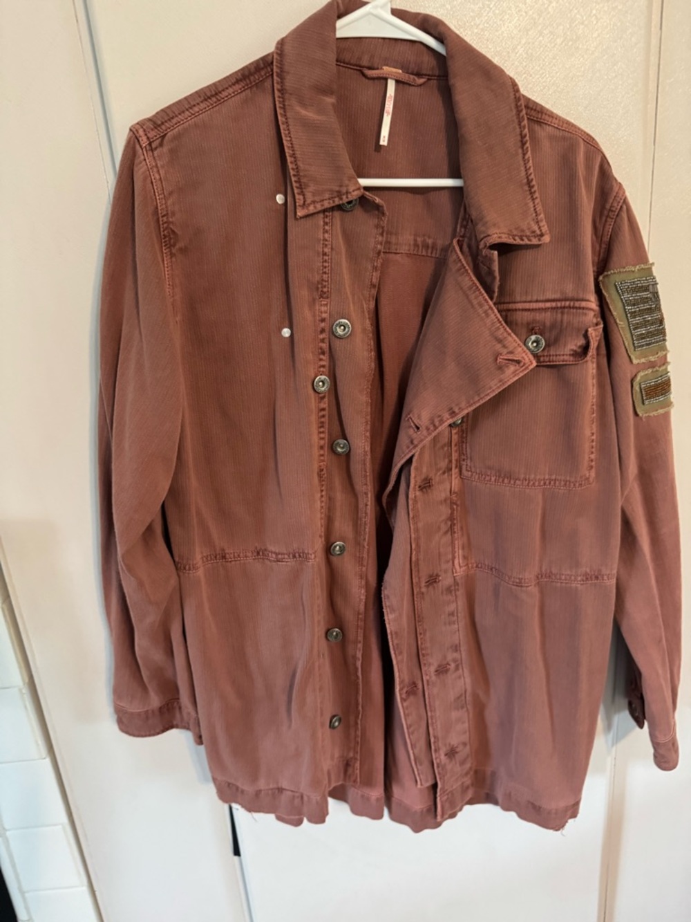 Free People Corduroy Utility Jacket in Rose Brown